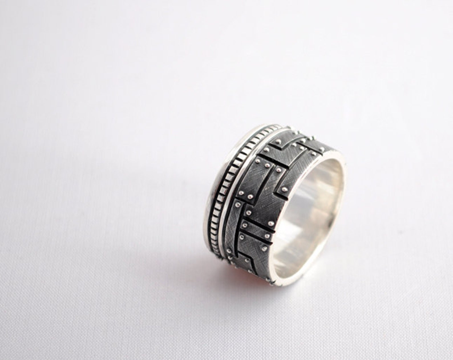 Mens chunky silver ring Olivierus Wide silver Etsy