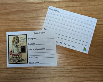 Dates Stitched Little Girl Thread Ad  Project Card