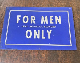 Letrero vintage "Solo para hombres" Divertido para la pared del baño Decoración de pared Letrero de bar de metal azul Humor para la cueva del hombre Regalo