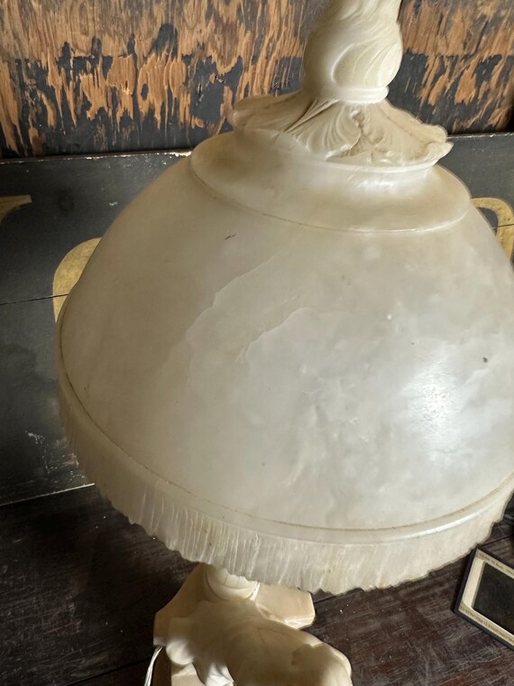 1960年代 アラバスター 女性 ランプ アート 彫像 女の子 ビクトリア朝