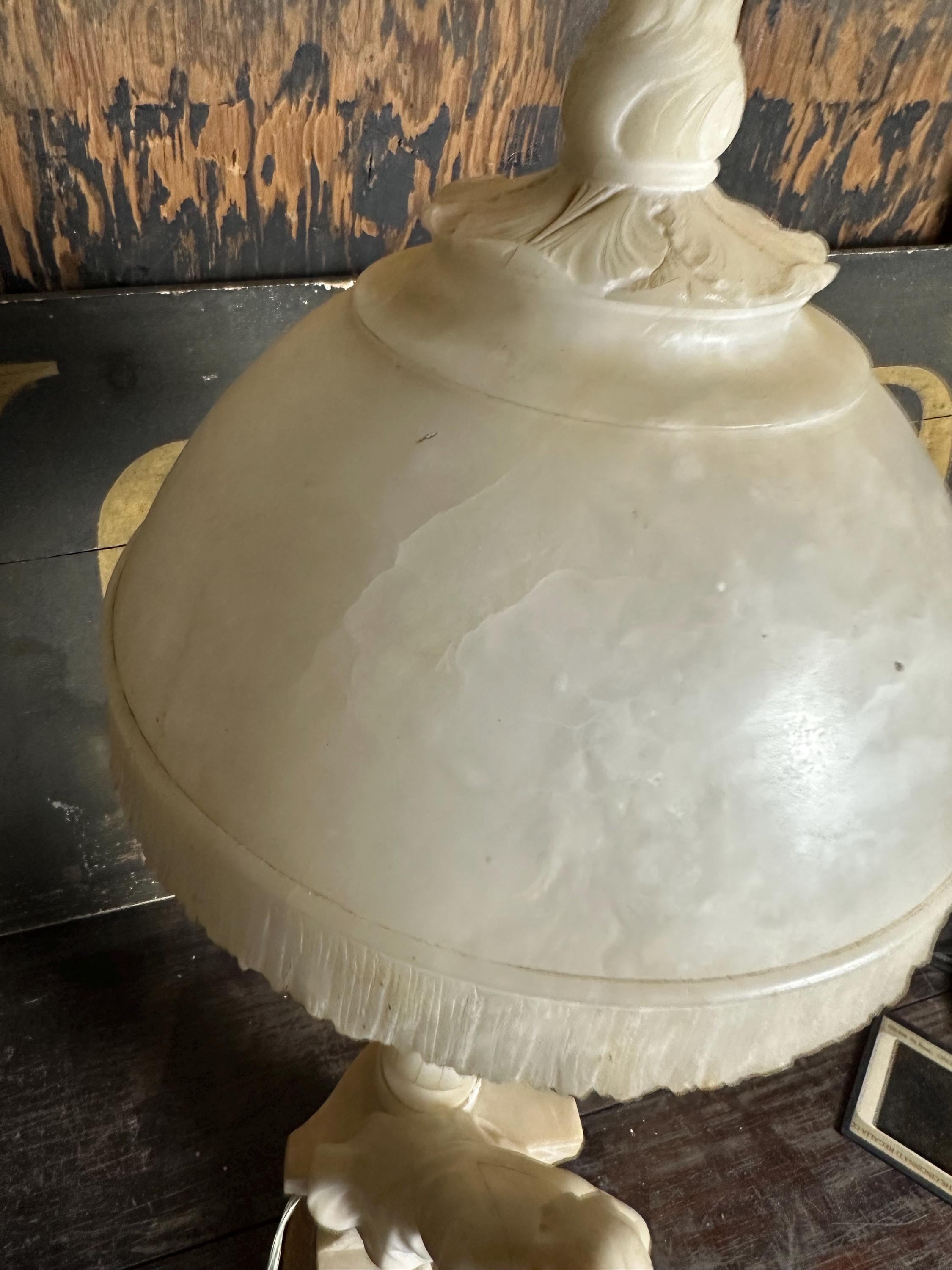 1960年代 アラバスター 女性 ランプ アート 彫像 女の子 ビクトリア朝