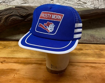 Vintage 70s 80s Frosty Morn 3 Three Stripe Trucker Hat Cap Mesh Made In USA RARE