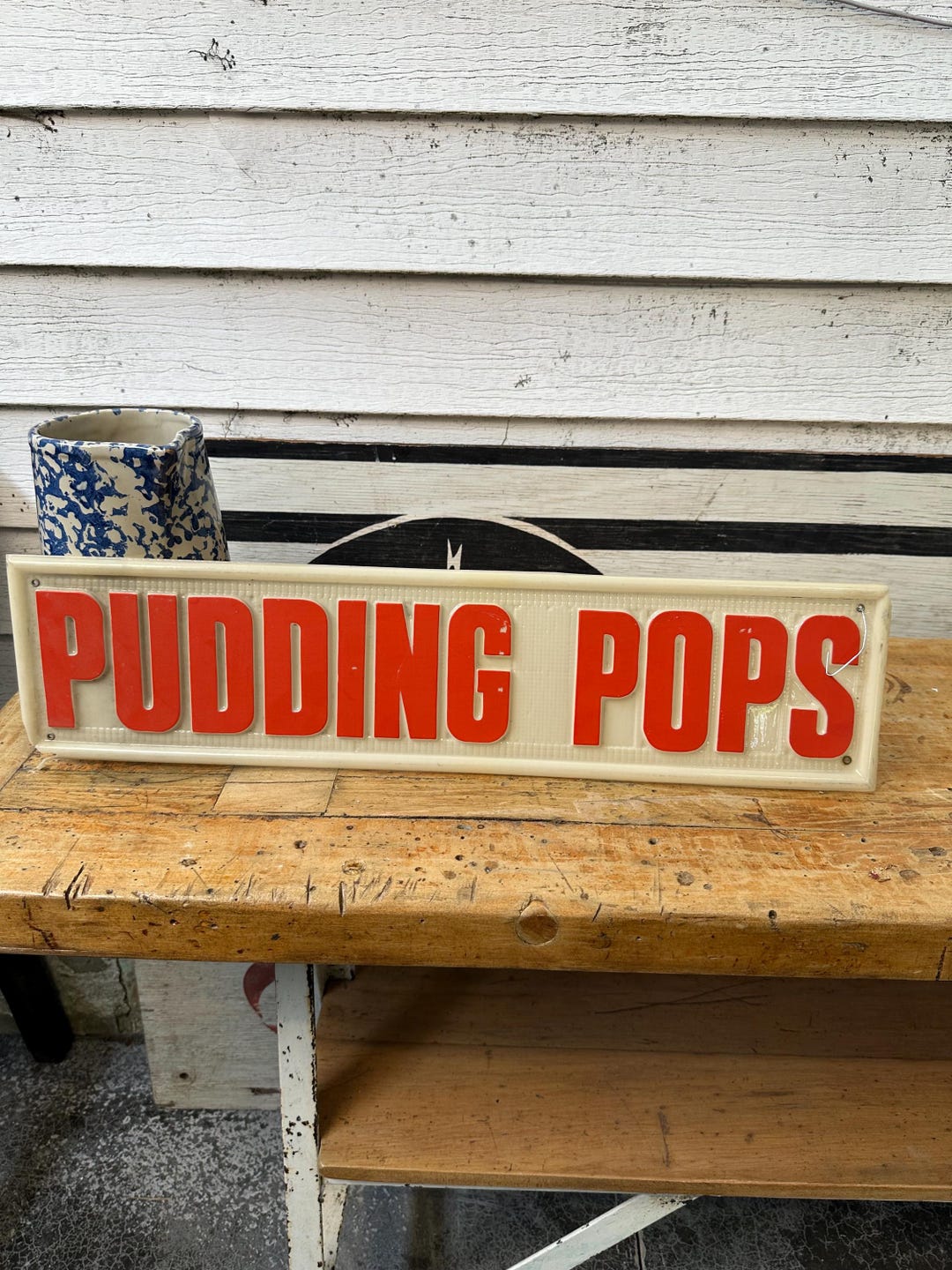 Normal Pudding Sign VTG 1980s Pudding Pops Ice Cream Plastic Sign Country Store Kitchen ...