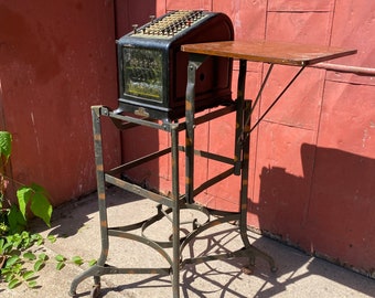 1900s Burrow Steampunk Industrial Toledo Adding Machine Stand Desk Japan Finish