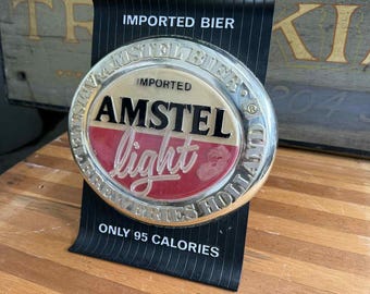 Vintage 1980s Amstel Light Beer Sign Bar Brewery Advertising Man Cave Breweriana