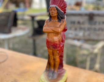 1930s Native American Indian Carnival Chalkware Prize Country Folk Art Farmhouse Cabin Western