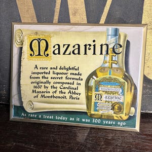 1940s Mazarine Liqueur TOC Advertising Sign Whiskey Liquor Bar Beer Brewery