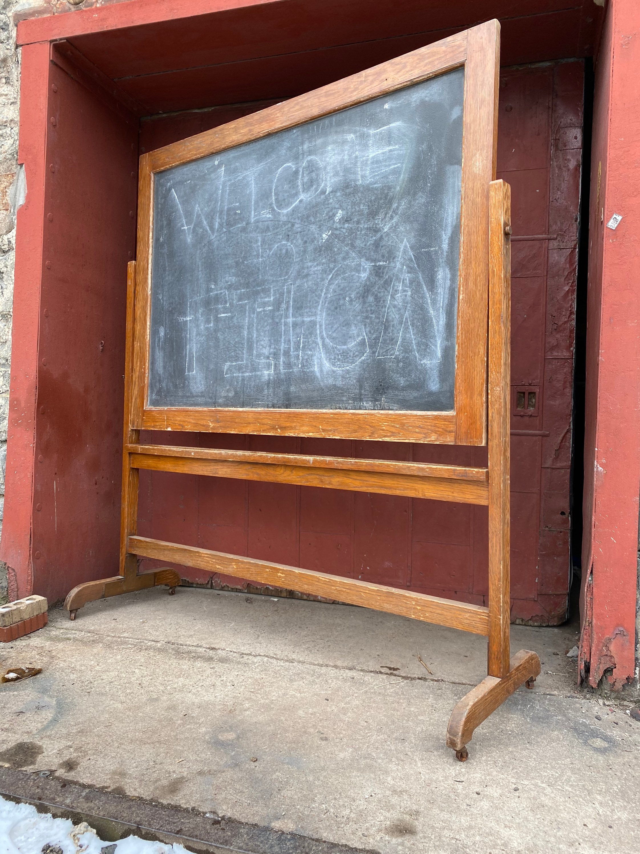 1920s VTG Schoolhouse Double Sided Chalk Board/Stand Mission  display picture 1