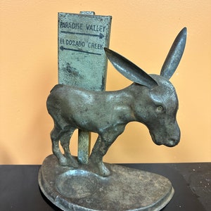 Vintage 1940s Donkey Mule Litho Tin Novelty Mechanical Cigarette Dispenser El Darado Paradise Valley