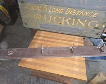1900s Coat Wooden Clothing Rack Schoolhouse Vintage Entryway Antique Metal Hooks
