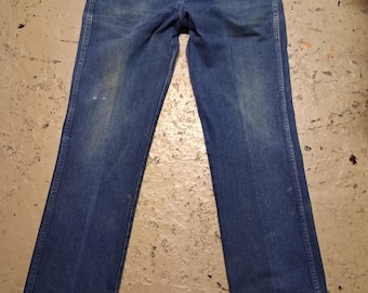 Pantalones vaqueros vintage Wraangler 936DEN de corte vaquero para hombre, talla 34x30, color azul, estilo western estadounidense.