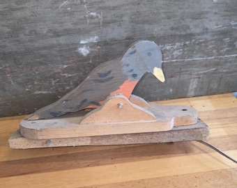 VTG 1950s Folk Art Crow, Scarecrow Wood Sign, Primitive Farmhouse Garden Decor