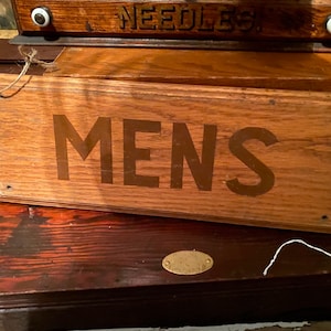 1940s  Mens Theater Sign  Movie Folk art Restaurant Bar Cafe VTG Wood