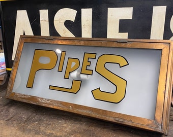 1940s Lighted Cigar Pipes Sign Art Deco Study Lounge Restaurant Motel Cafe Tobacco