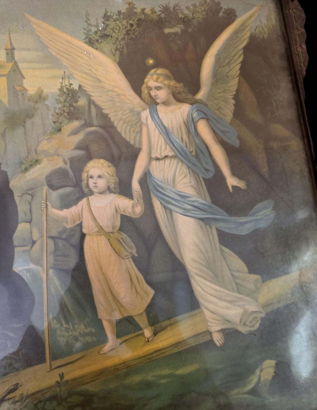 VTG 1920s the Guardian Angel Print H. Zabateri Hans Zatzka Framed