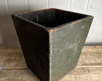 1900s Wooden Country Trash Can Industrial Kitchen Office Primitive Garbage Farm