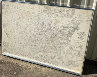 VTG Huge Cleartype Aviation Map of the US County Town Dry Erase Office Study