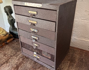 1940s Watchmakers C&E MARSHALL CO full  Cabinet  drawers  Cabinet Jewelry Industrial