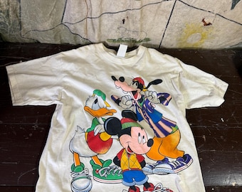 Vintage 90s Disney Mickey Mouse T-Shirt Velva Sheen USA Made Size Large