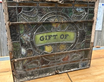 1900s Gift Of Antique Leaded Glass Window Shop Farmhouse Country Victorian