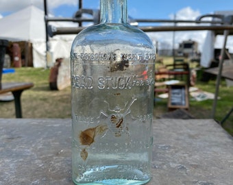 1890 Bedbug POISON Bottle Dead Stuck For Bugs Apothecary Country Oddity Embossed