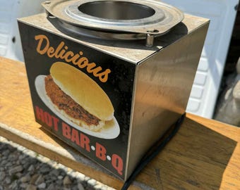 VTG 80s HOT BBQ Sandwich Warmer, Retro Diner Food Service Advertising Rare Decor