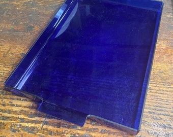 Vintage 1990s Formed Plastic Retro High School Tray Studio Cobalt Blue Lunch Breakfast