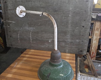 Antique Factory Explosion Proof Gooseneck Pendant Light, Porcelain Green Shade pt1