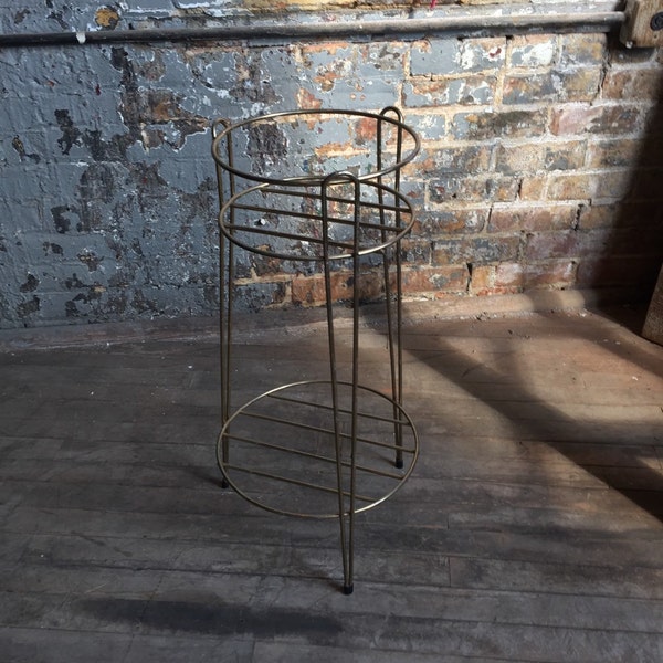 Mid Cenutry Modern Atomic Age Brass Plant Stand For Patio or Sun Room