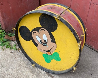 Slingerland Mickey Mouse Folk Art Drum 1950’s Disney Advertising Bar Cartoon