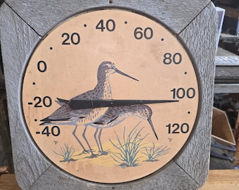 Vintage 1970s Mid Century Bird Temperature Gauge, Bird Art Dial Farmhouse Decor