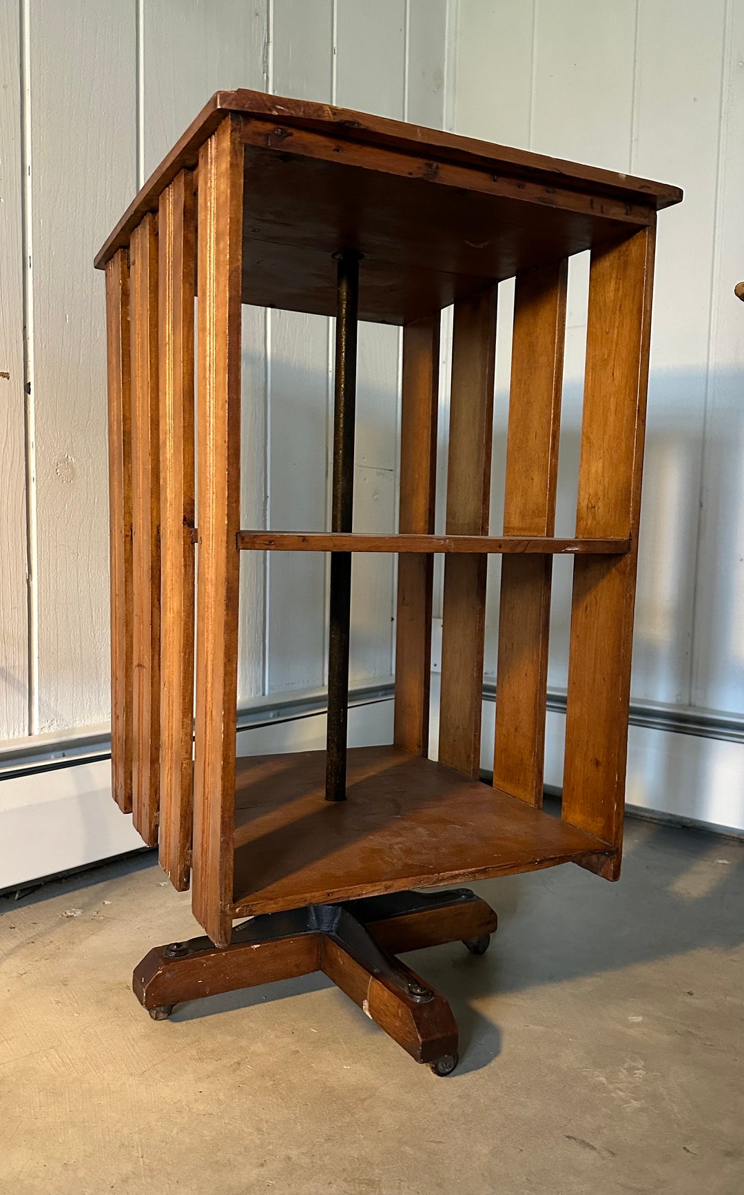 Antique Danner Style Revolving Bookcase Bookshelf Flip Top Mission