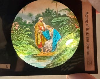 Antique Hand Colored Magic Lantern Slide Good Samaritan Odd Fellows IOOF Fraternal Glass