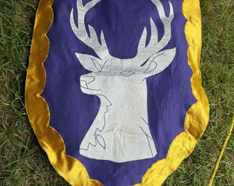 Vintage 1950s Elks Lodge Felt Banner Pennant, Rustic Decor, Man Cave Cabin Lodge Sign