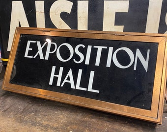 1940s Lighted Exposition Hall Sign Art Deco Hotel Restaurant Motel Cafe Theater