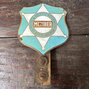 1950s Fraternal Order Police License Plate Topper Porcelain Advertising