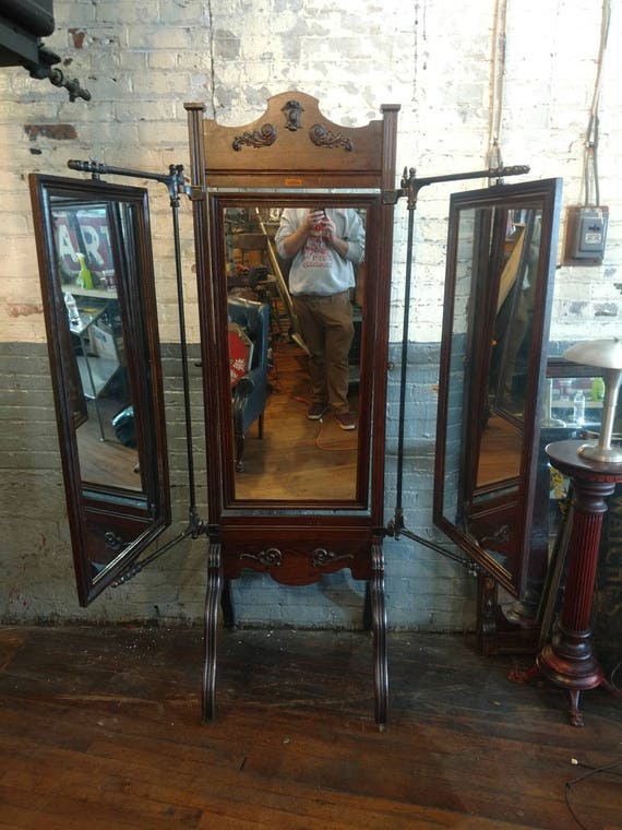 Oscar Onken Tri Fold Mirror Cincinnati Oh Victorian Japanned Etsy