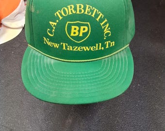 Gorra de camionero vintage BP C.A. Torbett Inc New Tazewell TN Snapback con cuerda verde