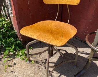 Antique Toledo Uhl Drafting Chair Stool Office Study Industrial Kitchen Bar Desk Drafting Table