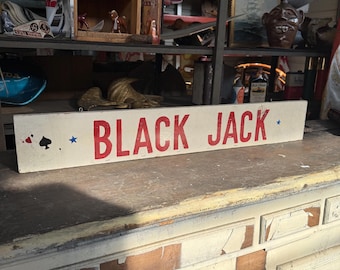 VTG 1960s  "Black Jack" Carnival Amusement Park Sign Casino Game Room Decor Man Cave