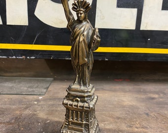 Antique 1950s Statue of Liberty Sculpture Pewter Studio Oddity Study American New York Souvenir Japan Finish