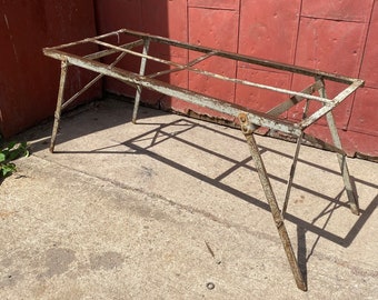 1940s Double Basin Wash Tub stand Base metal galvanized planter Coffee Table