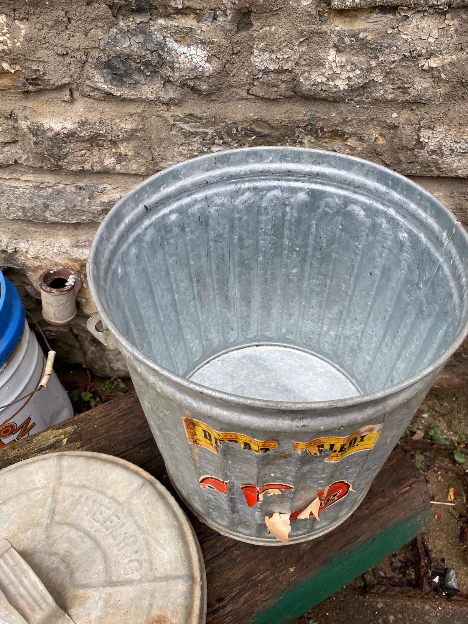 1950s Galvanized Steel Metal Garbage Trash Can Wheeling W/ Lid Etsy