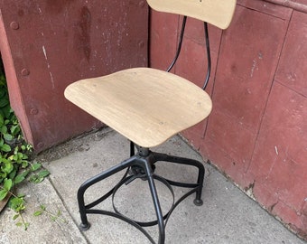 Antique Toledo Uhl Drafting Chair Stool Office Study Industrial Kitchen Bar Desk Drafting Table