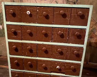 1930s Nut And Bolt Cabinet Apothecary Industrial Card Catalog Multi Drawer