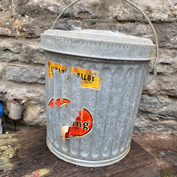 Steel Trash Can Etsy