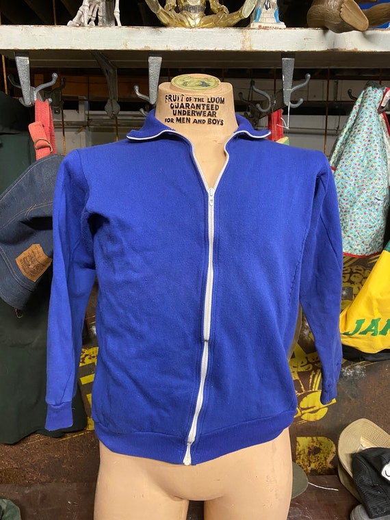 1960s Gym Zip Up Blue Sweatshirt Champion VTG Mens