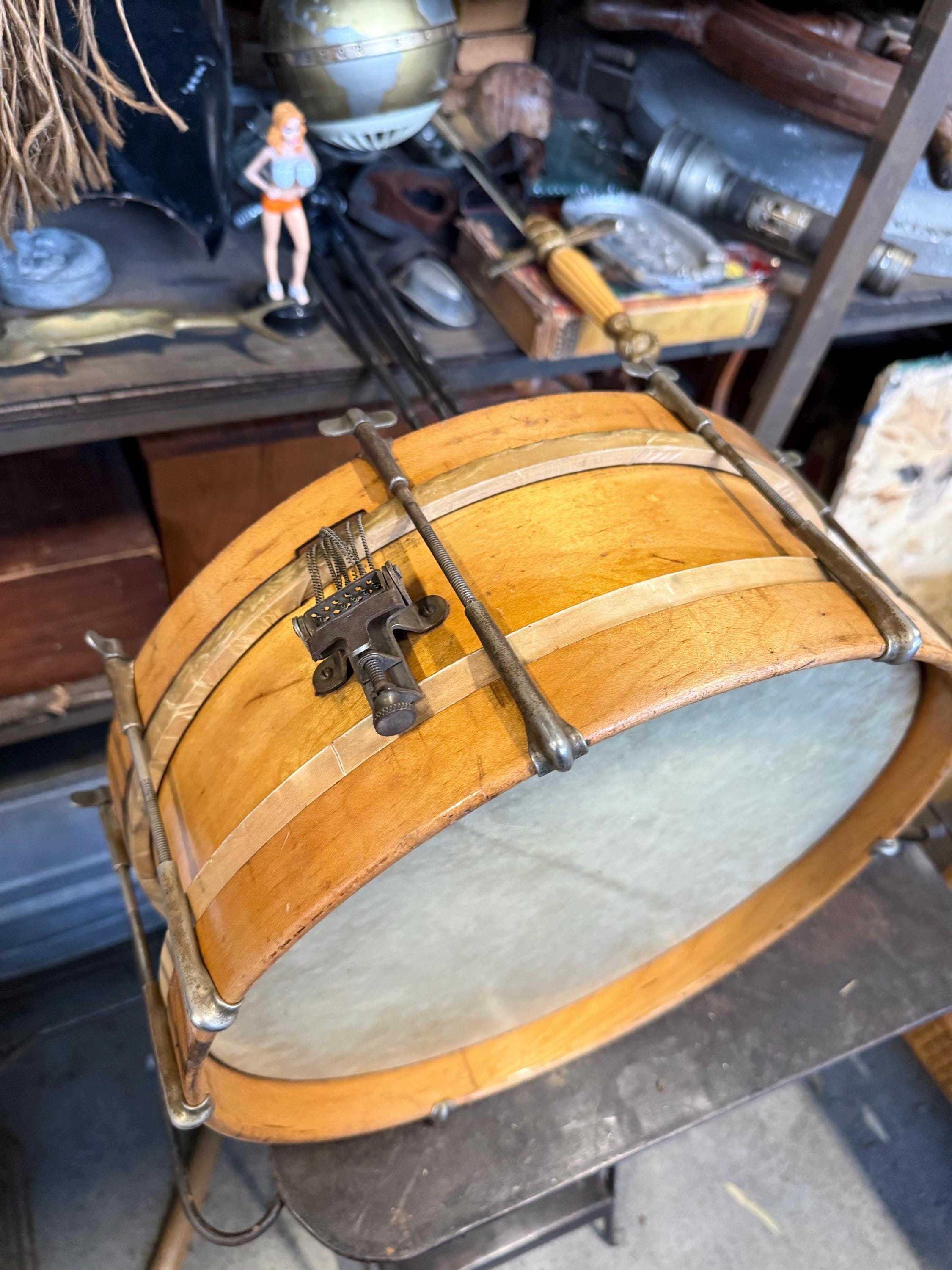 Antique 1900s Rope Tension Snare Drum 7 Lug Parade Military Lodge Band ...