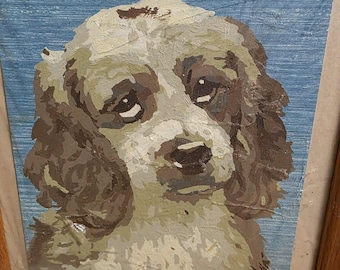 MCM Vintage Paint by Number Cocker Spaniel Dog Portrait Framed Wall Art