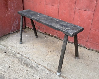 Primitive Vintage Handmade Style Table TV Console Bench Porch Rustic Oak Farmhouse